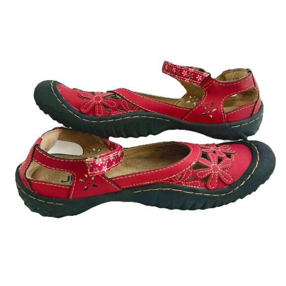 JBU Jambu Wildflower Mary Jane Flats Women Sz 7.5M Memory Foam Red Comfort - Picture 2 of 10